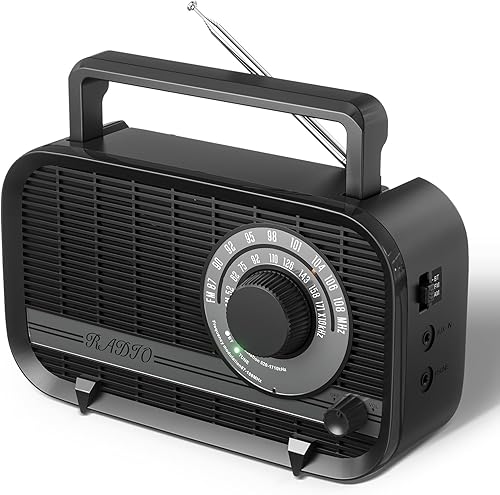 Miniatura 10 de Radio Portátil AM FM Recargable con la Mejor Recepción, Pantalla Digital de Tiempo/Estación, Radio con Alimentación AC o Batería con Altavoz