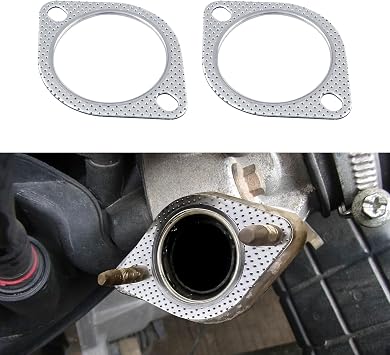 2PCS Car Exhaust Gasket, High Temp Exhaust Gasket, Ultra Seal 2-Bolt 2.5-Inch Exhaust Flange Gasket Standard Exhaust Gasket, Car Accessories Exhaust Gasket Set Used for Exhaust Turbo 2.5inch