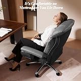 Efomao Fauteuil de Bureau Grande Taille, Chaise Ergonomique en Similicuir PU 200KG, Siège Ordinateur Réglable à Dossier Haut, Fauteuil Pivotant avec Appuie-Tête et Accoudoirs - 2
