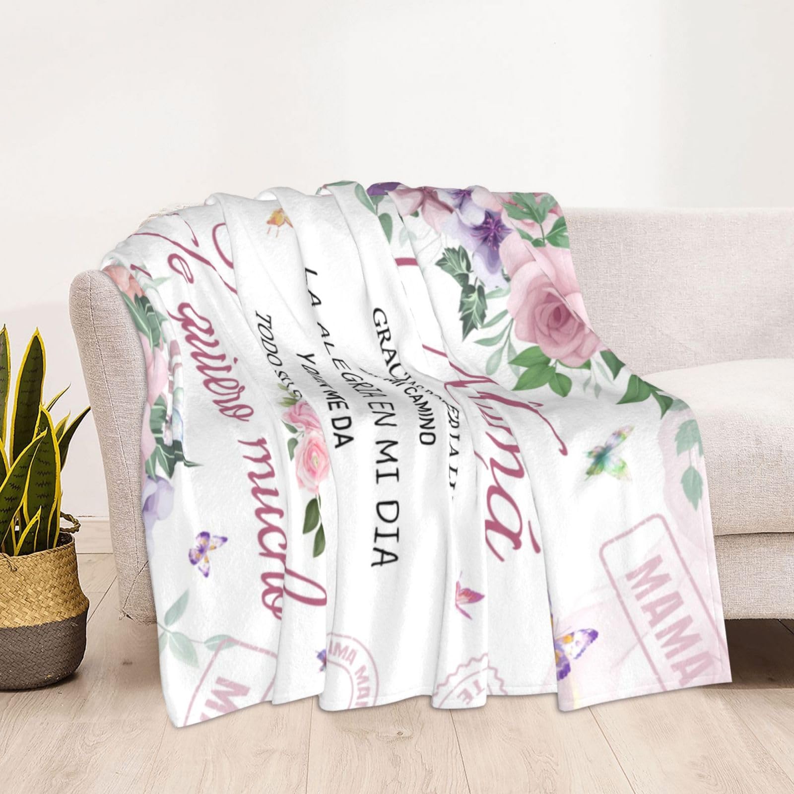 Paoeyty Mamá-Decke Auf Spanisch – 152,4 X 127,7 Cm, Weiches Mikrofleece, Persönliches Geschenk Für Mutter