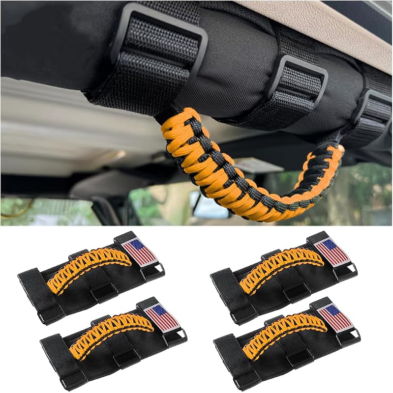 Alças de apoio para barra anticapotamento HZEL para Wrangler JK/JL/TJ, laranja – 4 unidades