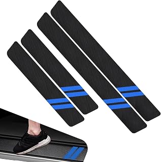 4 PCS Car Door Sill Protectors, Carbon Fiber Sport Style Car Door Sill Protector Sticker, Anti-Scratch Automotive Door Edge Protector Sticker, Universal for Most Cars (Blue)