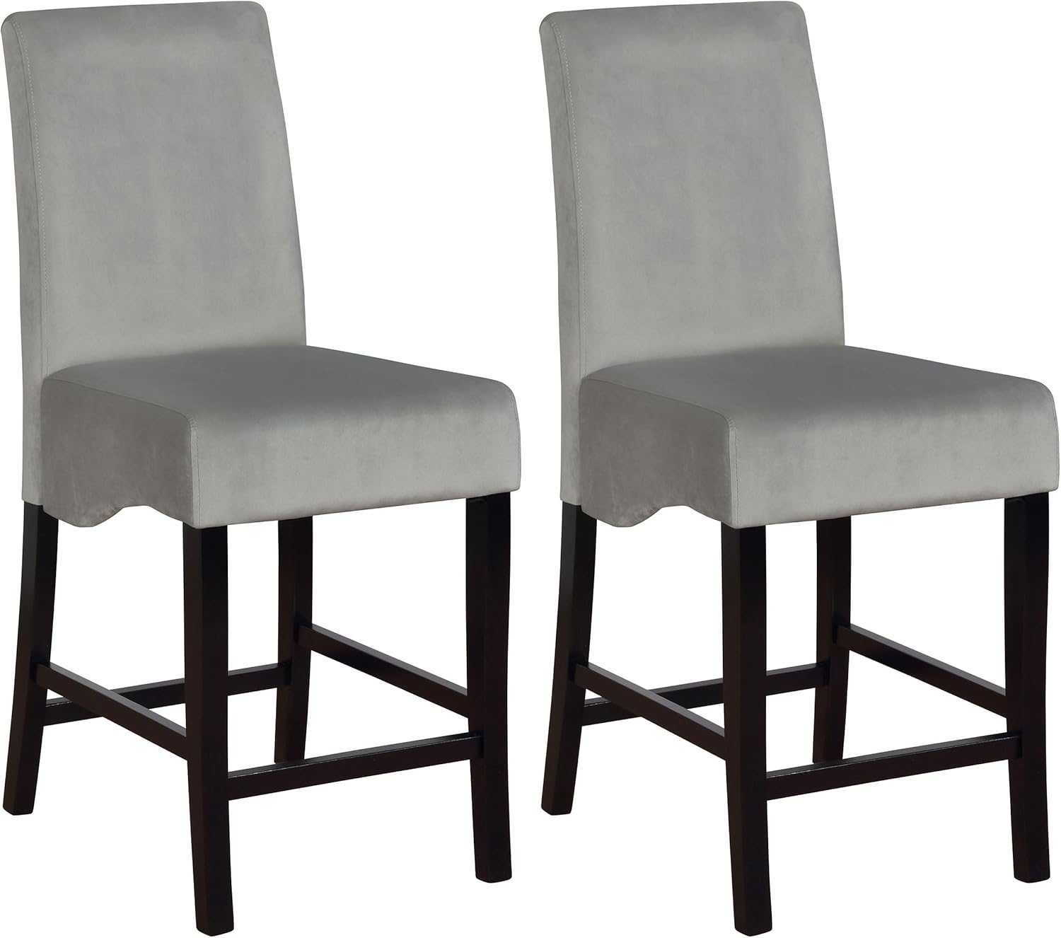 Coaster Home Furnishings - Stanton - Wood Upholstered Counter Height Chairs (Set of 2) - Padded High Back, Armless Stools with Footrest - Dining Room & Kitchen - Grey - 102069GRY