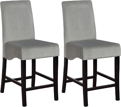 Coaster Home Furnishings - Stanton - Wood Upholstered Counter Height Chairs Set of 2 - Padded High Back, Armless Stools with Footrest - Dining Room & Kitchen - Grey - 102069GRY
