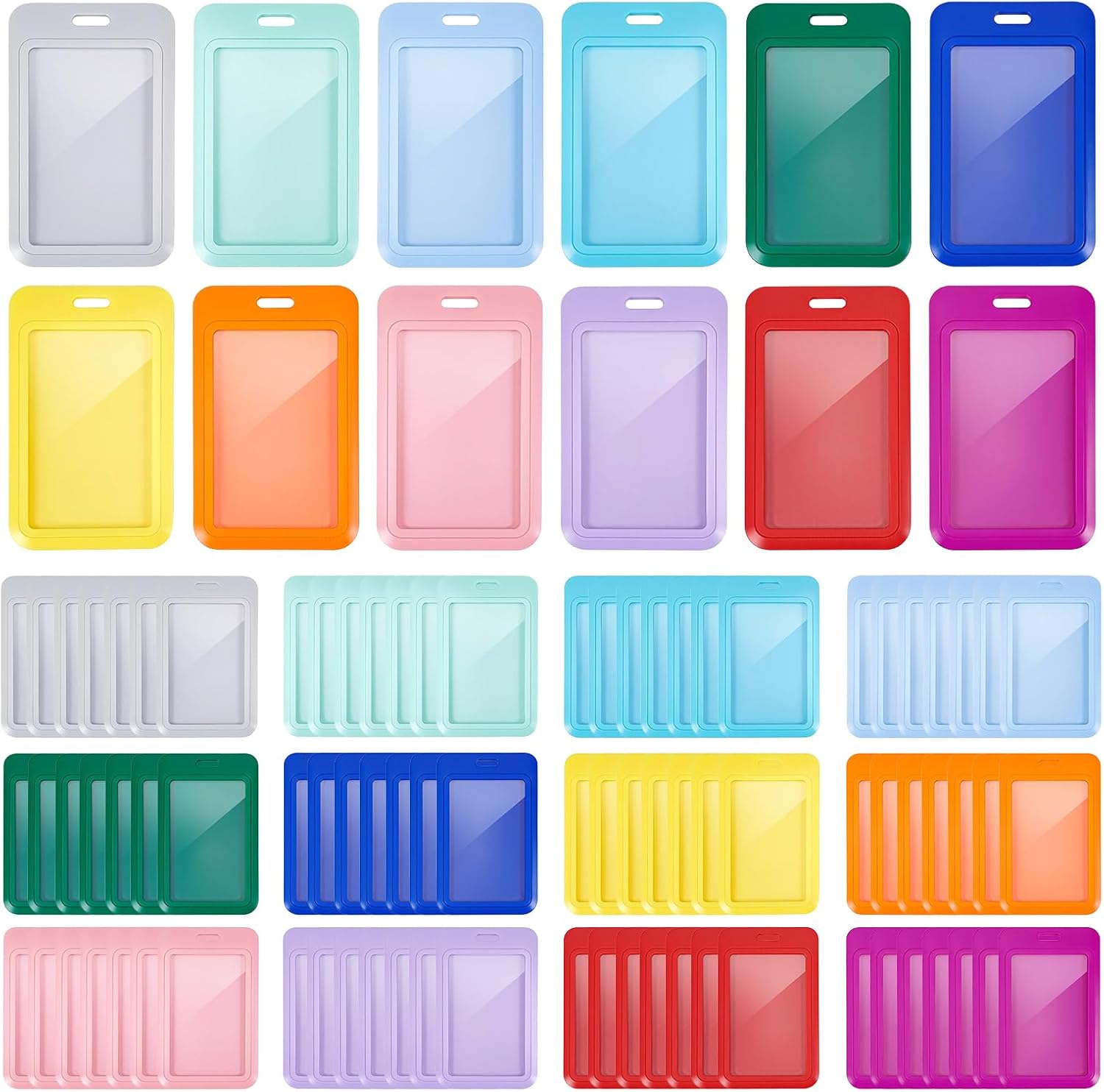 96 Pcs Sliding ID Badge Holder, 2.75x4.33Inch Hard Plastic Badge Holder 12 Colors ID Card Case for Office School Credit Cards Proximity Work Badge Sleeve Key Cards (Colorful)