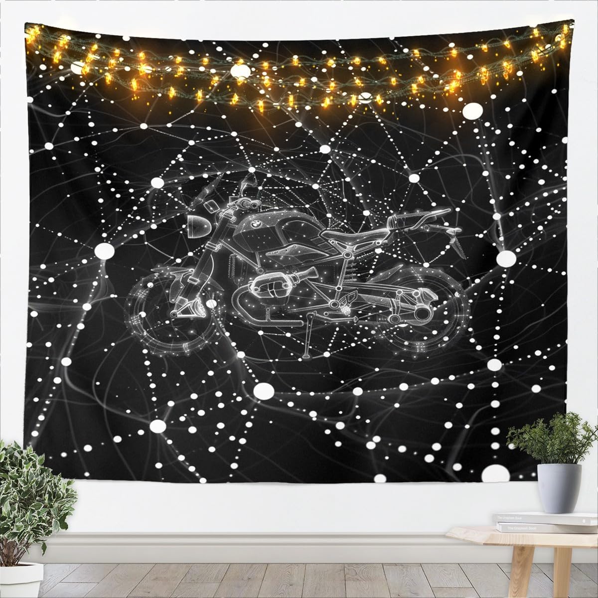 jejeloiu Boys Girls Eco-Friendly Dirt Bike Tapestry Geometric Wall Art Adventure Themed Wall Hanging Blanket Kids Teens Bedroom Decor Medium 59"x59" image 4