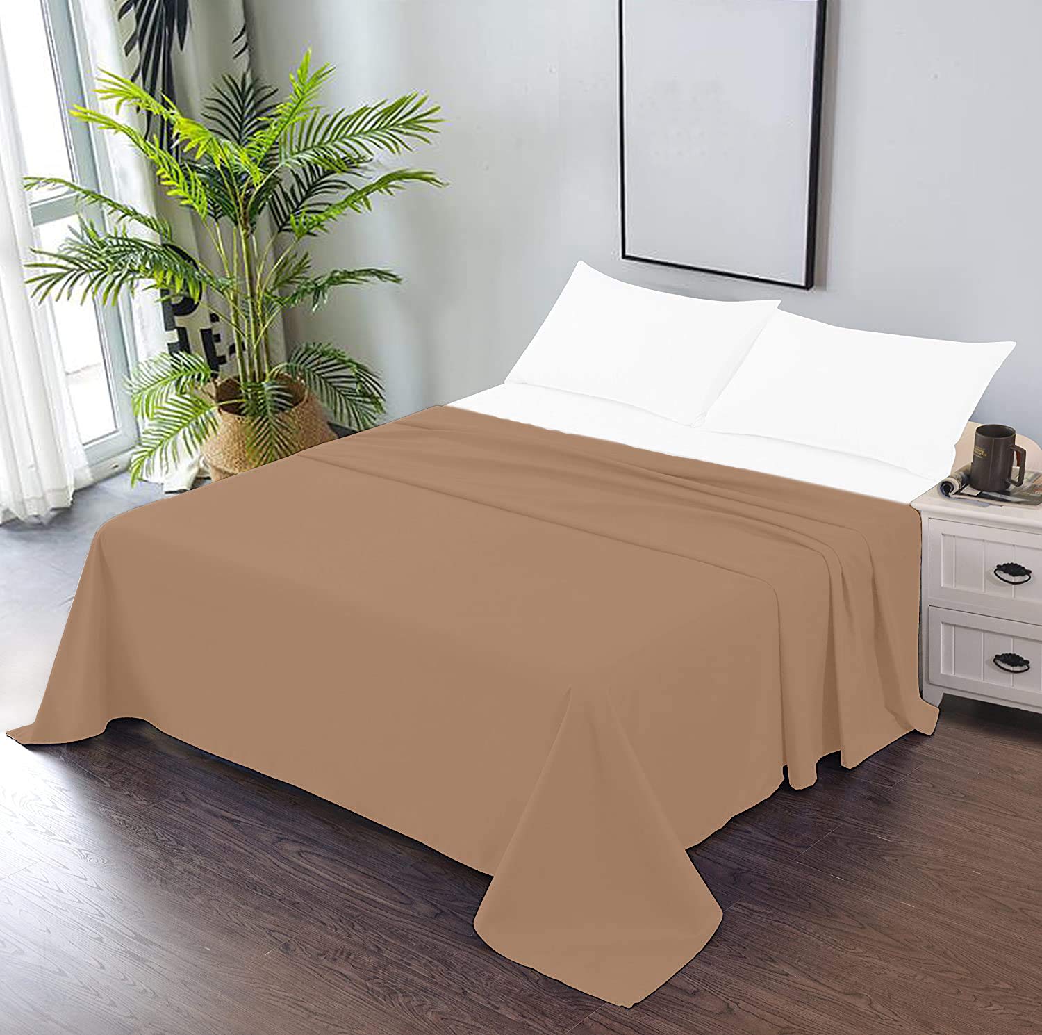 CCWB 600 Thread Count Cotton 1PC Flat Sheets 100% Long Staple Pure Cotton, Smooth Sateen Finish Flat Sheet/Top Sheet with 4 Inch Hem Solid Pattern (Taupe, Double) (B08KS6B77Z) Amazon Price History, Amazon Price Tracker