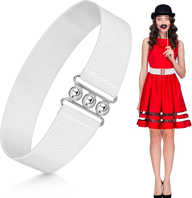 Elasticated Wide Nurse Belt Stretch Waistband Belt Elasticated Waist Buckle Belt Vintage Retro Style 1950's Elasticated Wide Nurse Belt for Women Dresses Gowns