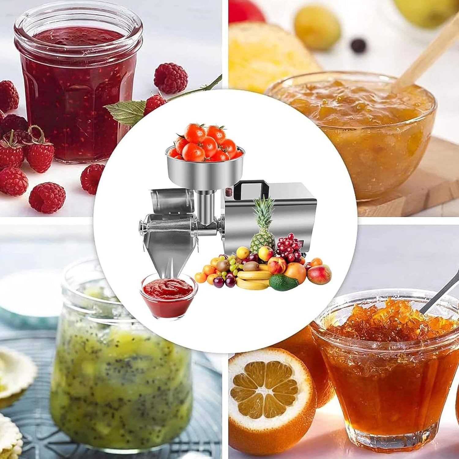 Tomatenpresse Passiermühle, Gemüsesiebmaschine elektrische Tomatenpresse Rostfreier Stahl Elektrische Press für die Anforderungen der Familie und Kleiner Gemeinschaften