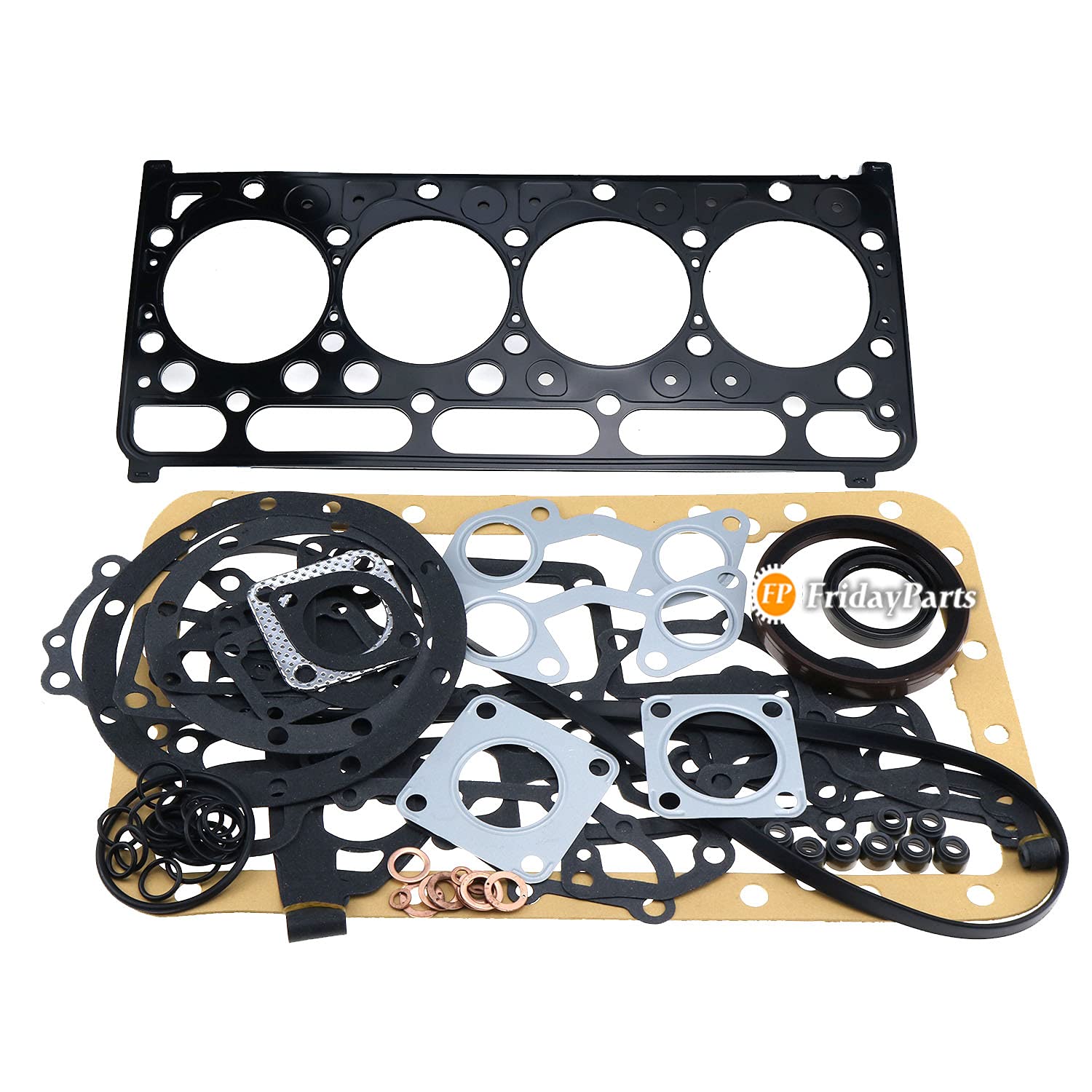 FridayParts Engine Gasket Kit 1E013-03312 1E01303312 for Kubota V2203 V2203T Engine Bobcat 753 763 Loader