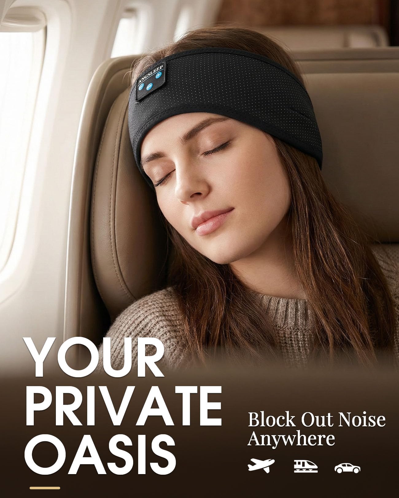 Casque de sommeil Bluetooth 5.4 sans fil avec haut-parleurs stéréo ultra fins pour les personnes dormant sur le côté, résistant à la transpiration et doux, bandeau de sport pour la course à