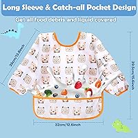 Vista 3 de Lictin Long Sleeve Bibs 5 Pack - Baby Bibs for Girl or Boy, Reusable Infant for Feeding Teething or Weaning