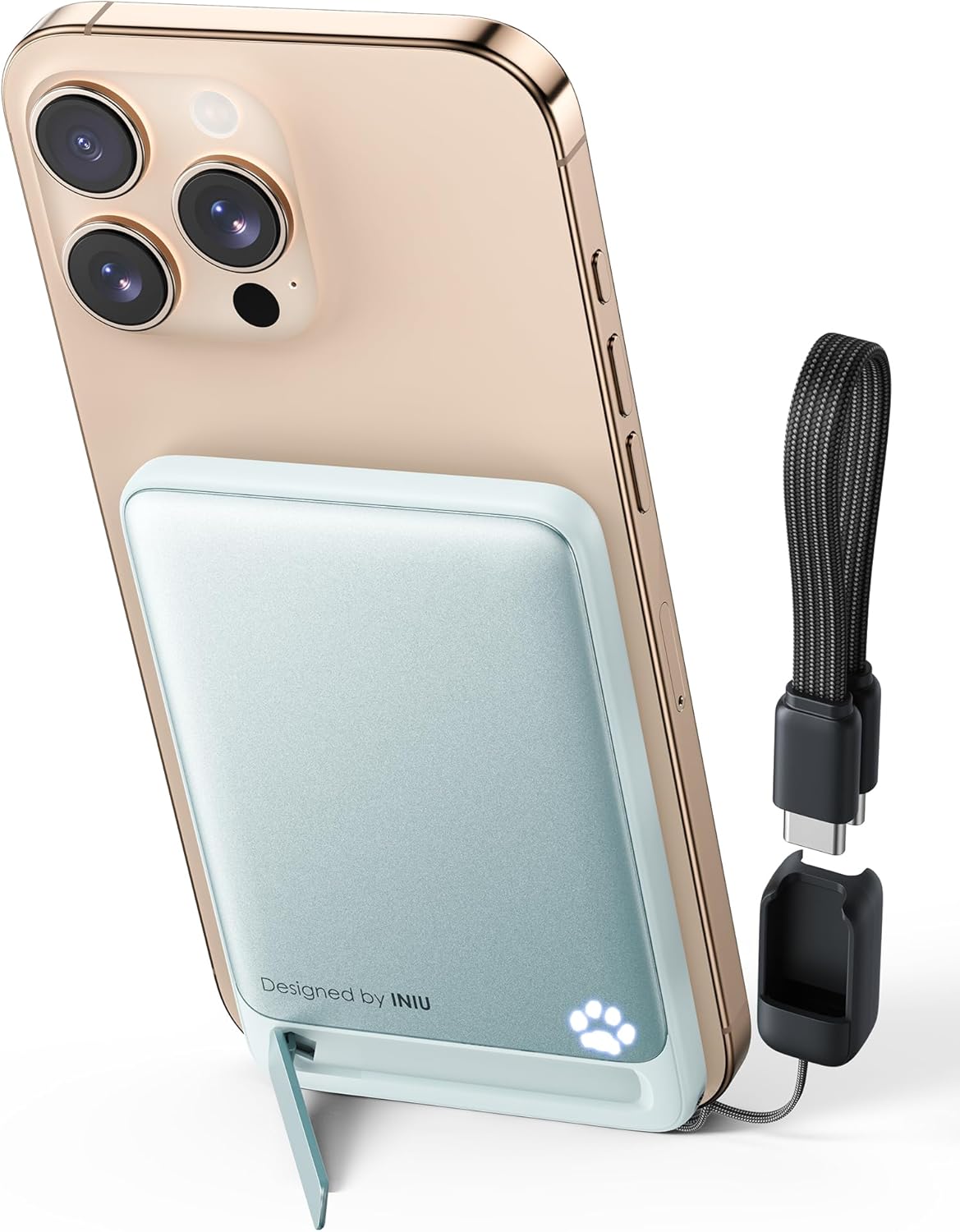 INIU Magnetic Portable Charger, Slim Qi2 Certified 5000mAh 20W Magnetic Power Bank, USB C in&Out Wireless Battery Pack Phone Charger, Only for iPhone 16/15/14/13/12 Series, Blue