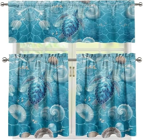 Miniatura 57 de Juego de 250 cortinas de cocina con bandera estadounidense para ventanas, fácil de instalar, cortinas cortas de 24 pulgadas con bolsillo para barra