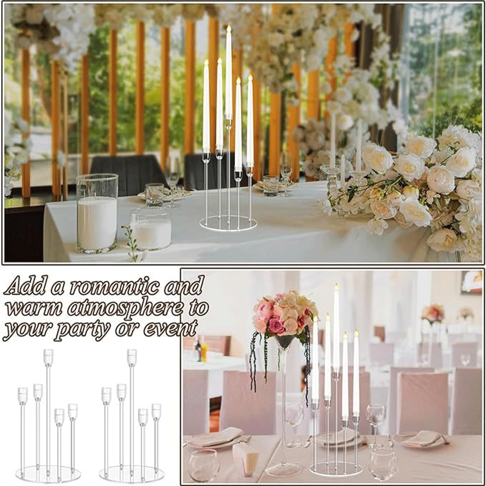 Portavelas de alta calidad para decoración del hogar, candelabros cónicos transparentes, elegante diseño de candelabro, 500 g, peso adecuado para decoración de interiores, regalo de casa nueva