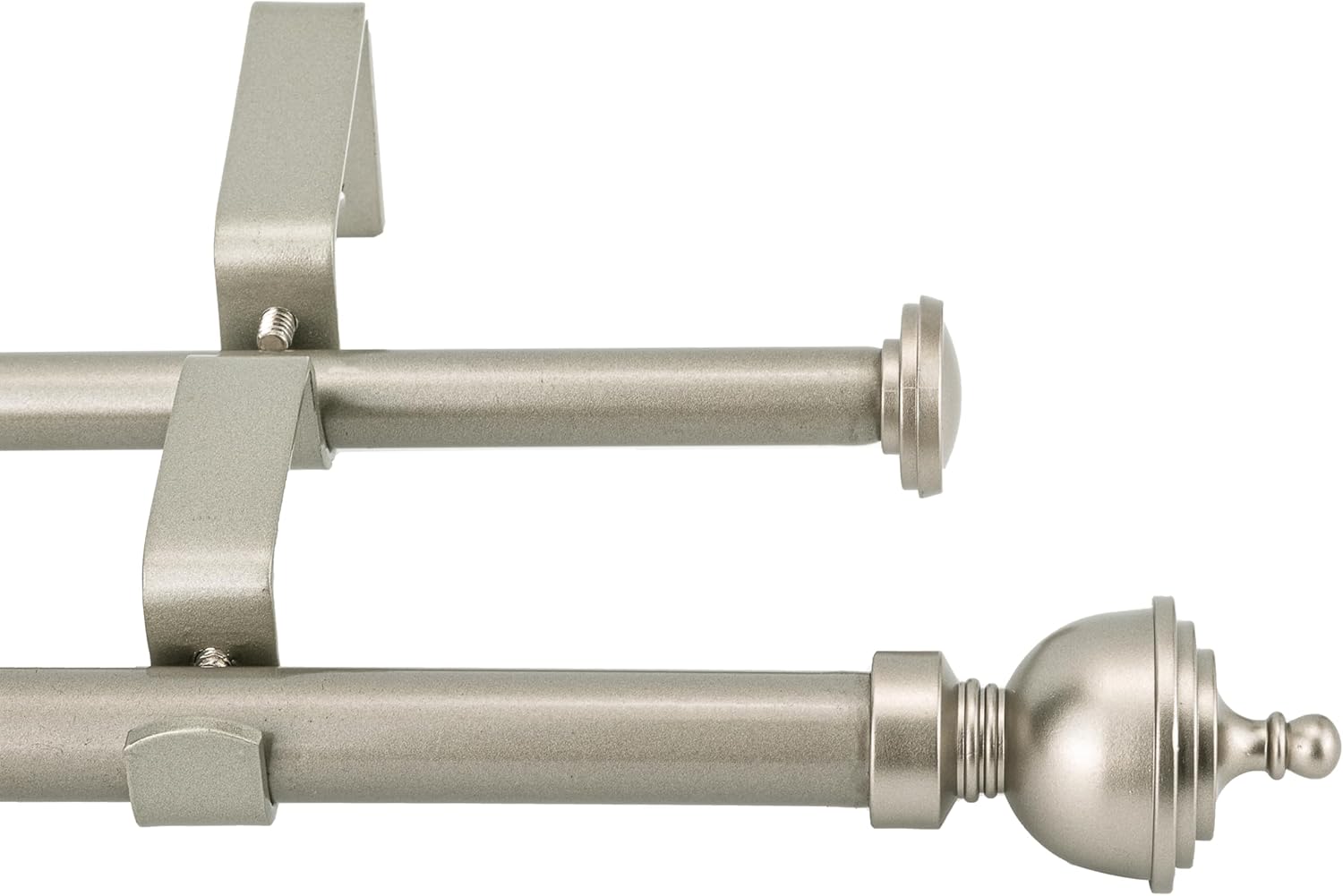 5/8" Double Curtain Rod with Royale Finials,Weathered White,84‘’-120‘’