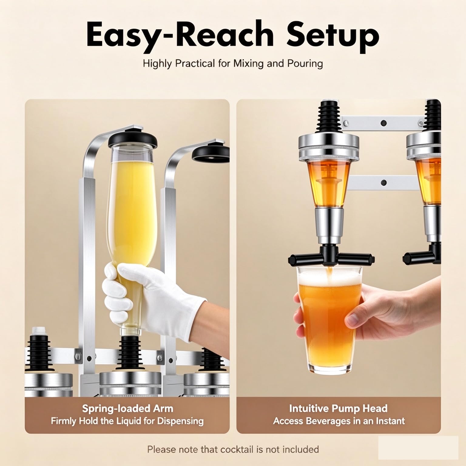 Dispenser Di Liquidi A Parete Per 6 Flaconi Con Supporto Per Pompa Regolabile, Ideale Per Cucine, Bar E Per Riporre Bevande Durante Le Feste. Realizzato In Metallo E Abs, Dal Design Salvaspazio.