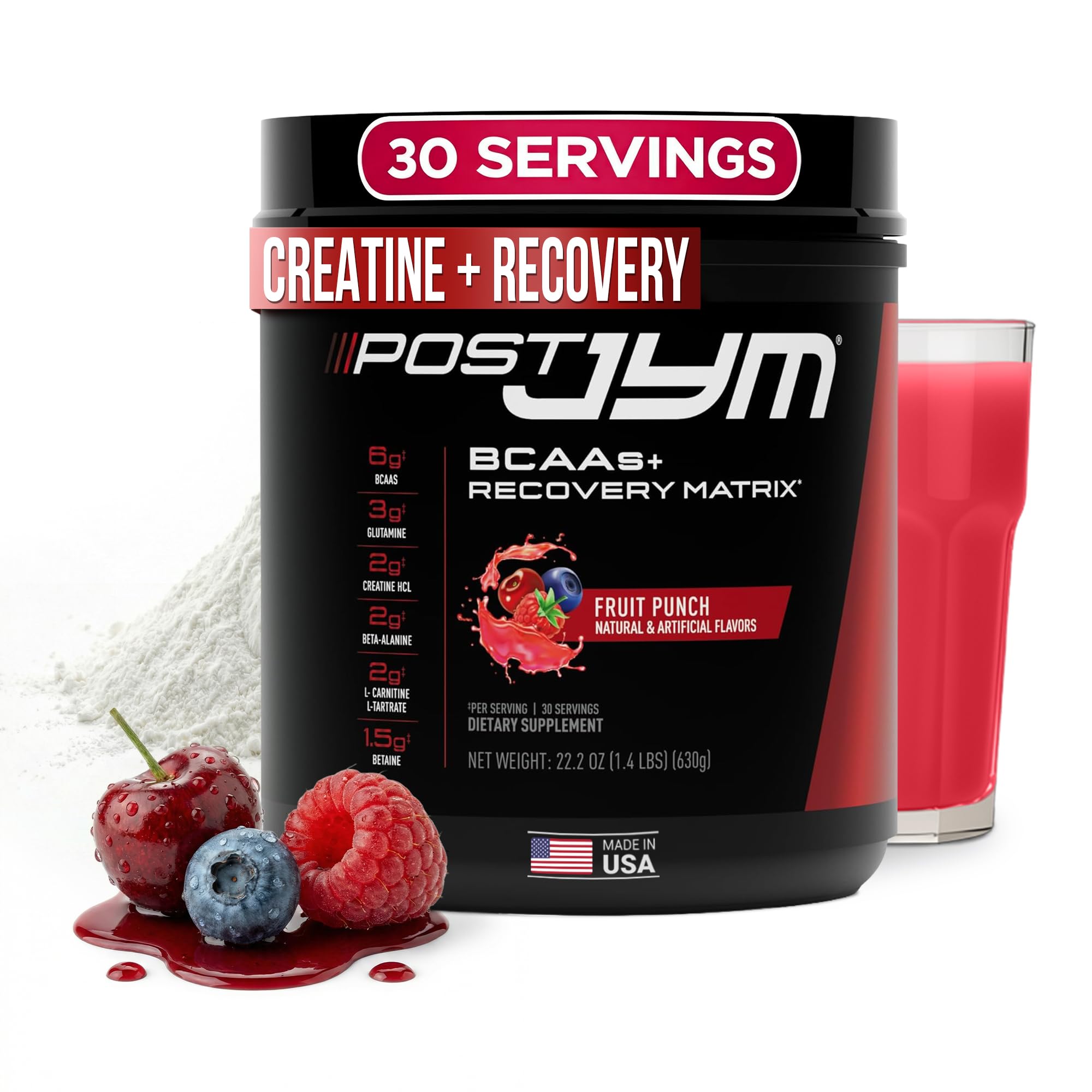 Post JYM Active Matrix - Post-Workout with BCAA's, Glutamine, Creatine HCL, Beta-Alanine, and More JYM Supplement Science Fruit Punch, 30 Servings