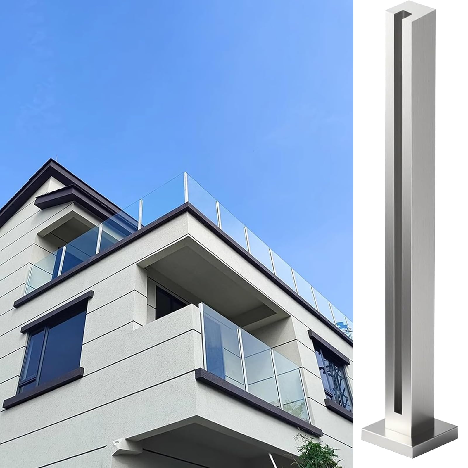 Paletto per ringhiera in vetro in acciaio inossidabile, supporto durevole per interni ed esterni, elegante pannello di recinzione in vetro, sicurezza e stile per scale e balconi