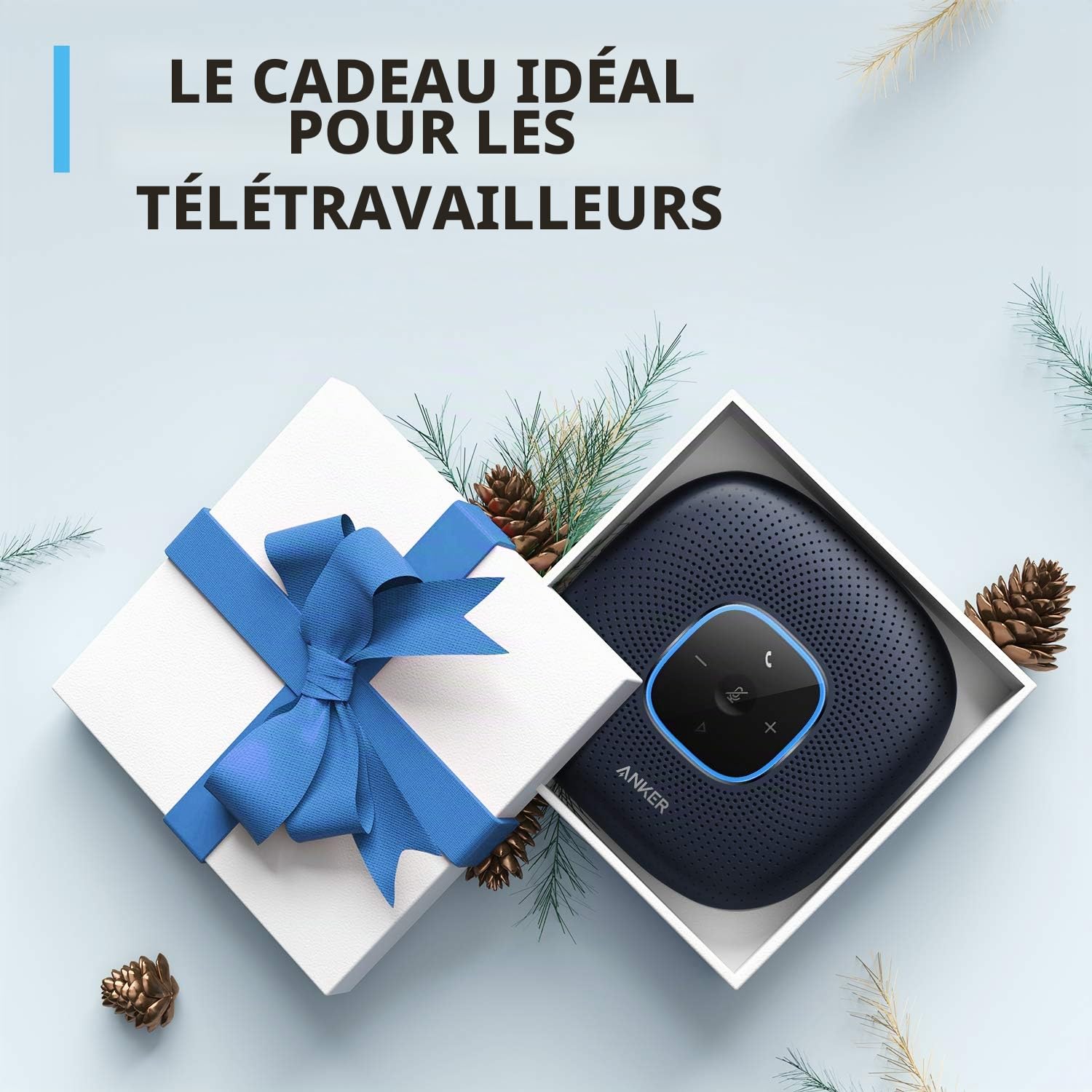 Anker PowerConf Haut-Parleur Bluetooth de conférence avec 6 micros intégrés | Captation et enregistrement de voix améliorés, 24 heures d’autonomie, USB-C, certifié Zoom, pour bureau à domicile