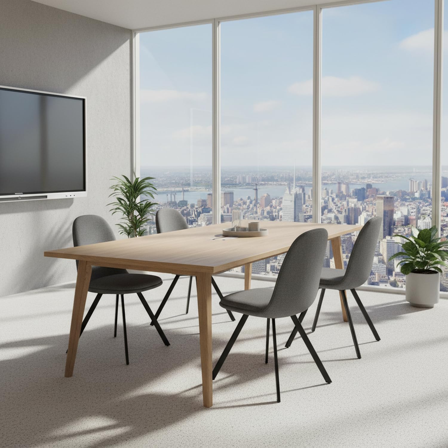 HOMYLIN Lot de 4 chaises de Salle de réunion, Design Minimaliste, chaises pivotantes ergonomiques avec Pieds en métal, idéales pour Le Bureau, Gris