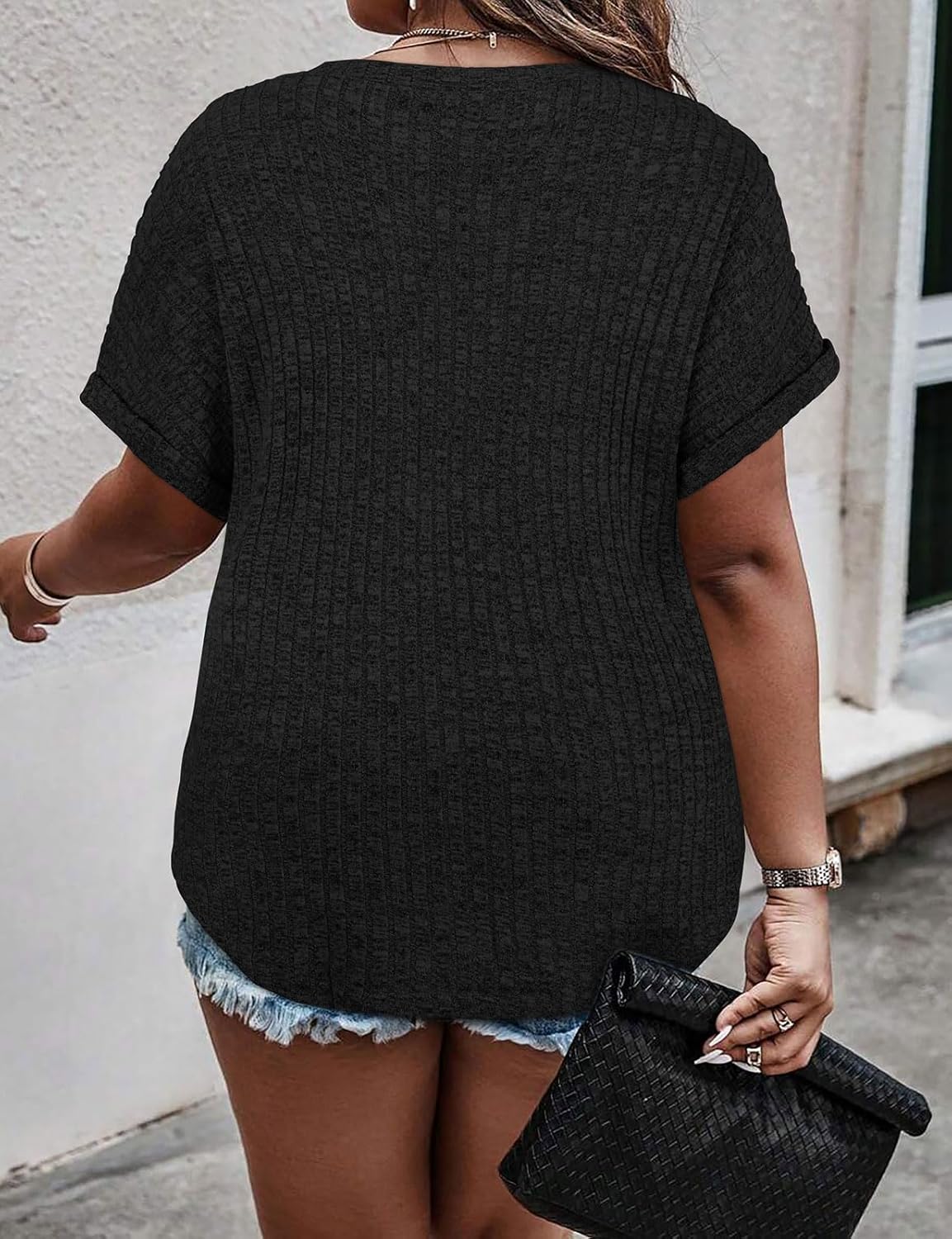 Tanst Sky Womens Plus Size Tops Short Sleeve V Neck Shirts Summer Casual Tunic Blouses XL-5XL - Image 2