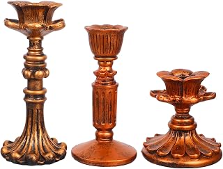 DECORNIJIA 3 Candelabros Vintage De Metal para Bodas Centros De Mesa Decoración De Bodas Mesas De Rústico Color Marrón