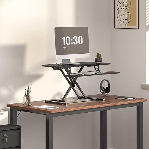 Miniatura 2 de FLEXISPOT Convertidor de escritorio de pie de 36 pulgadas, altura ajustable, estación de trabajo sentado para ponerse de pie, monitor dual y