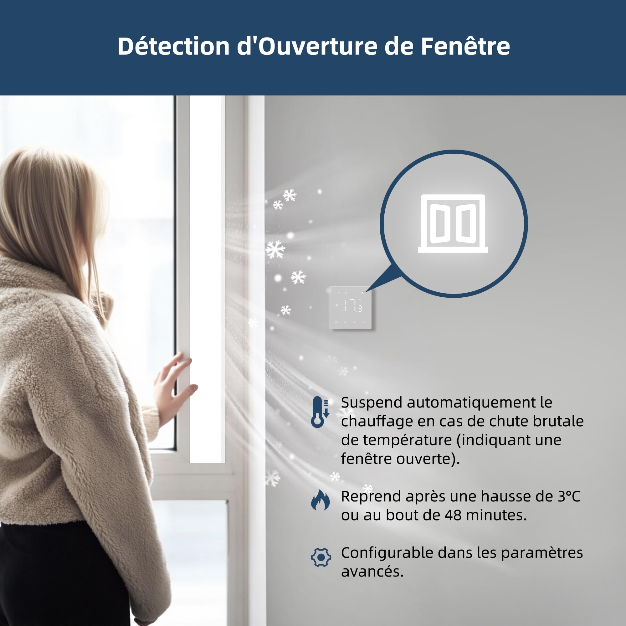 Beok Thermostat WiFi pour Plancher Chauffant à Eau, programmable, contrôle à Distance Via Smart Life APP, Compatible avec Alexa, Google Home
