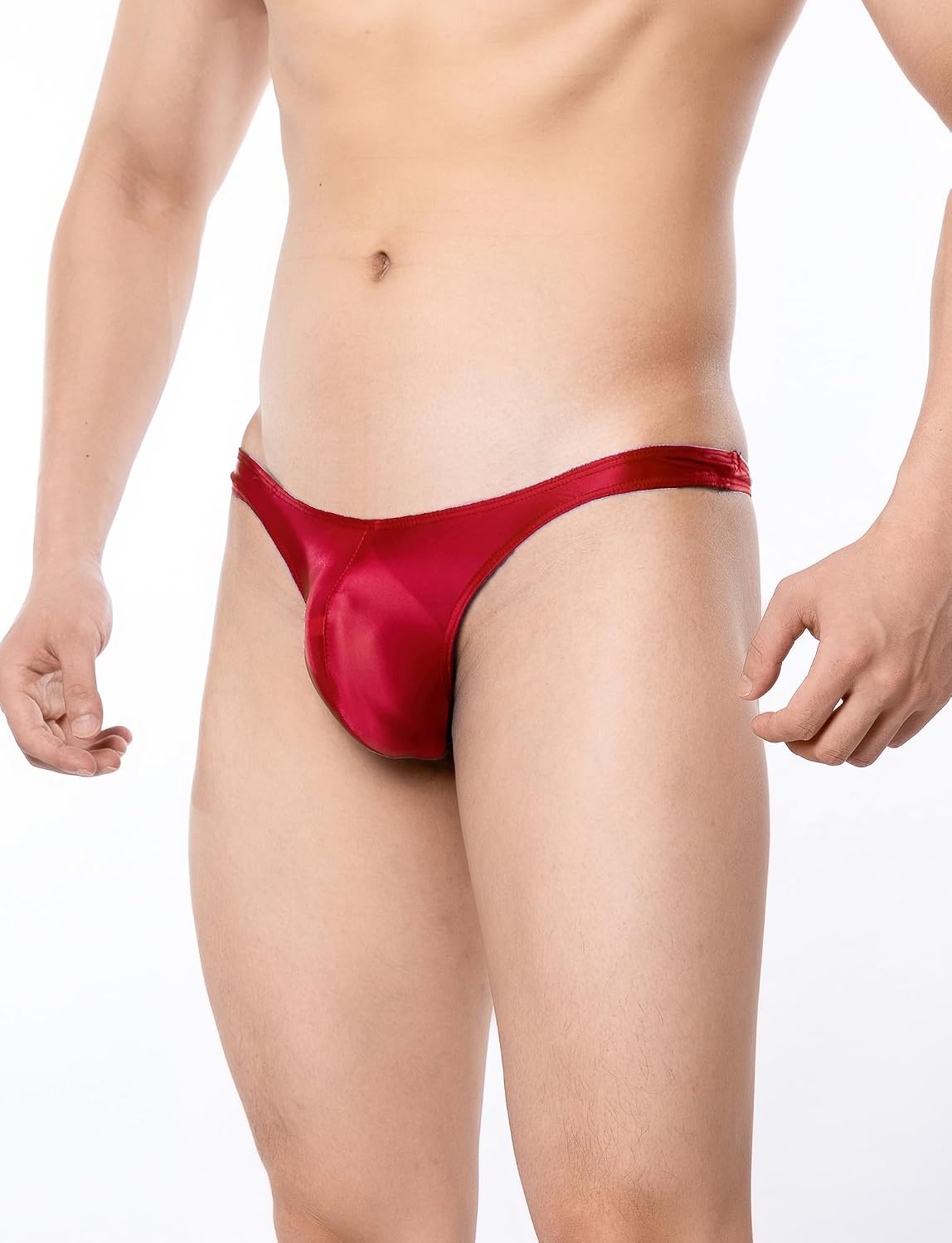 FEOYA Men's Sexy Bikini Briefs See Through Low Rise Bulge Pouch Thong Underwear Shiny Oil Glossy G-String Underpants