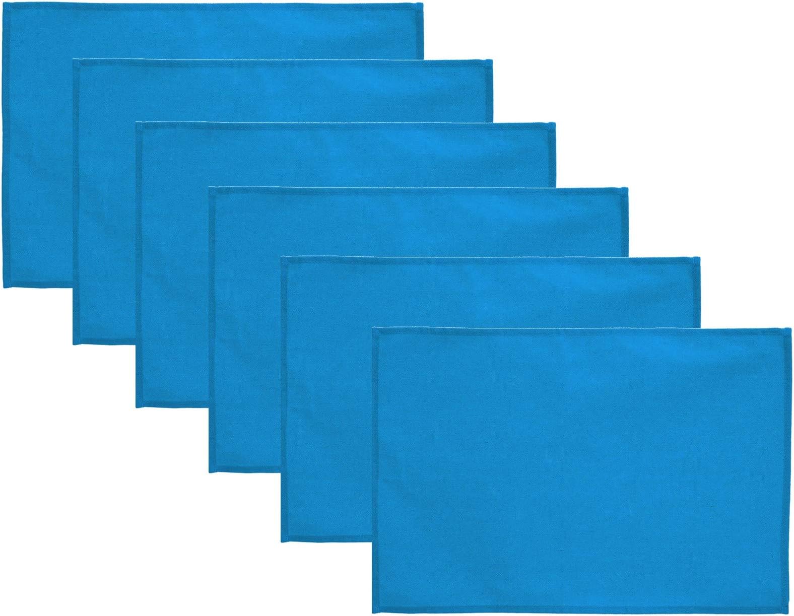 Lify Cotton Canvas Placemats - DIY Table Mats Heat-Resistant Non-Slip Insulation Table Runner for Kitchen Dining Room Table Decoration- Stylish and Durable Table Mat, Set of 6 (Blue)