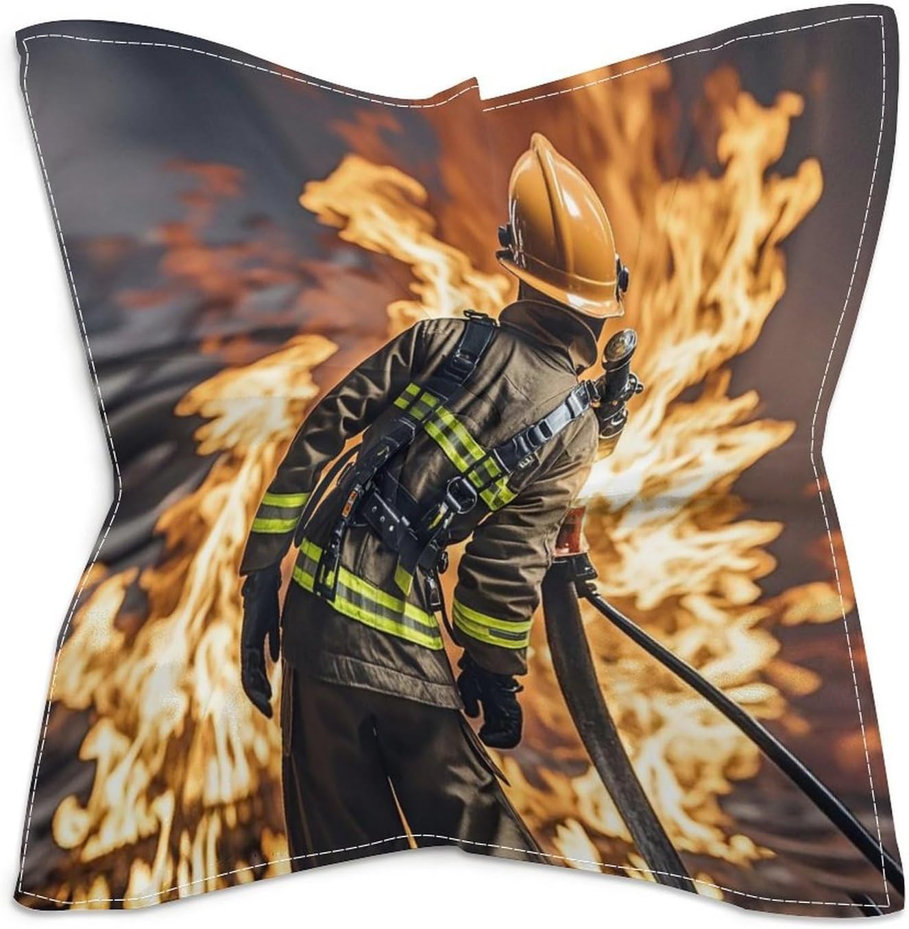 Bandana Headband Silk Hair Scarf Headwear Firefighter Fireman Flame Bandanas Square Handkerchiefs for Men Women Face Mask