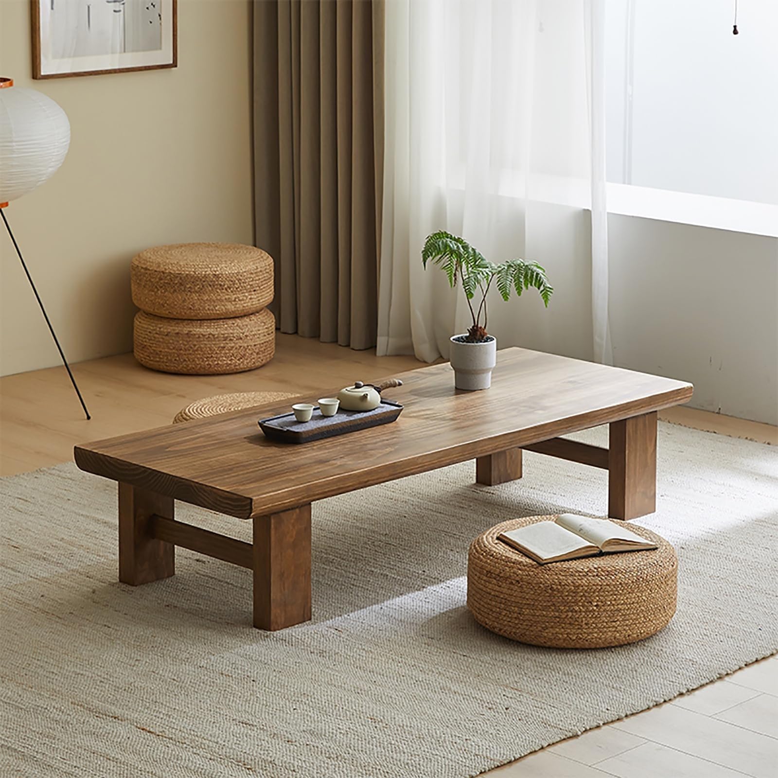 Table basse en bois massif d'ébénisterie pour salon moderne
