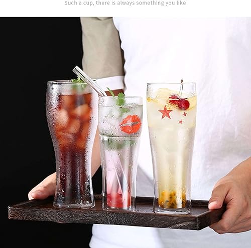 Miniatura 4 de Unmbo Simple Double-Layer Glass Creative Glass Drinking Utensils For Cold Drinks Cola Beer Beverages JuicesDelicate Glass Gift-300ml-transparent