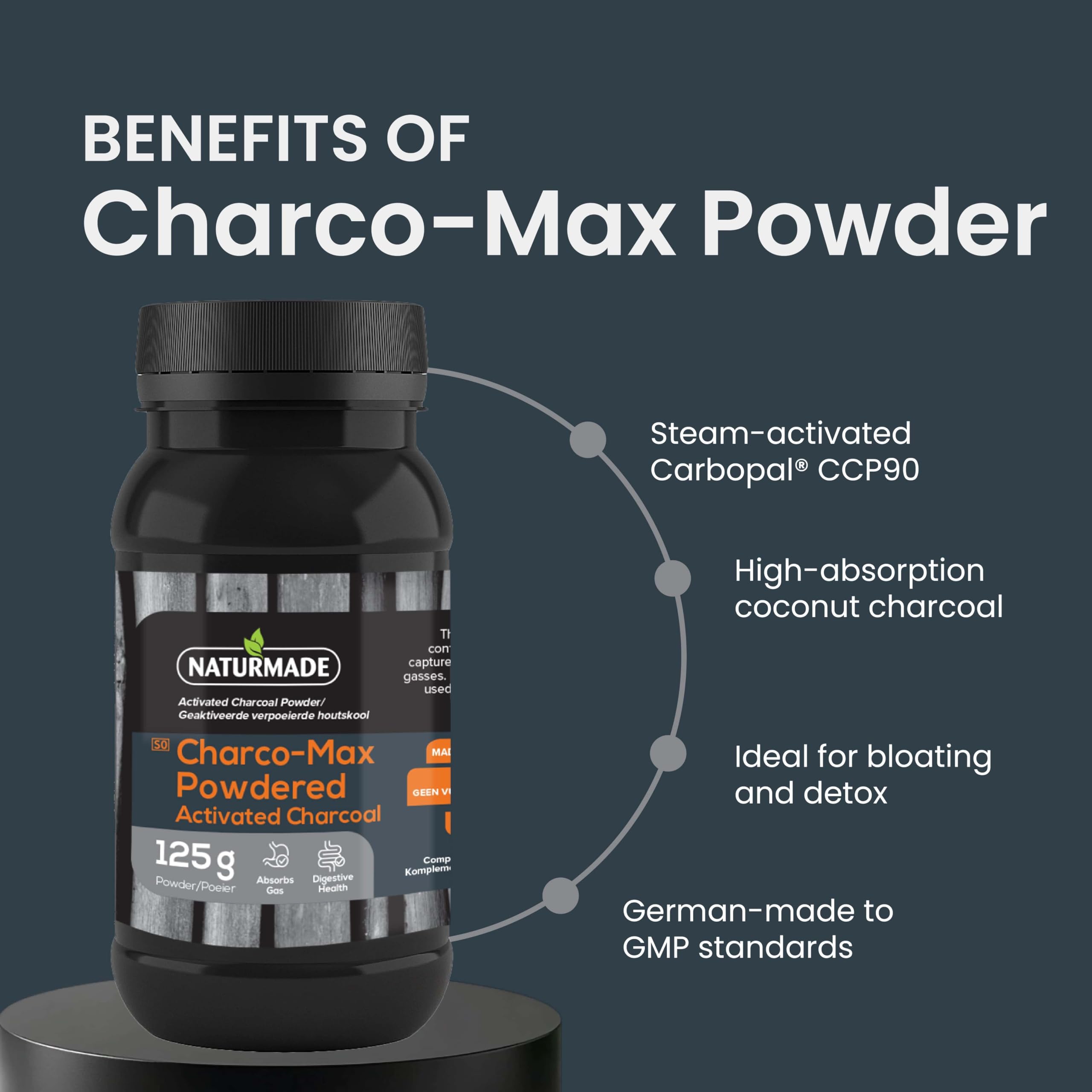 Naturmade CharcoMax | Ultra-Fine Activated Charcoal Powder | 125 g