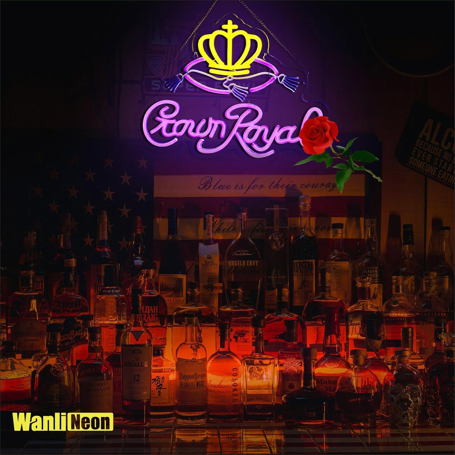 Crown Neon Sign for Bar Wall Decor, Royal Beer Lights Signs Whiskey LED Sign for Bar Man Cave Bedroom Home Shop Pub Bistro Party Hotel Game Room Decor Gifts, USB Powered - Image 6