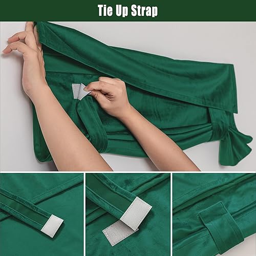 Miniatura 4 de Twin Six Cortinas de terciopelo opacas súper suaves con 2 fundas de almohada, aislamiento térmico, bolsillo para barra, cortinas de ventana para