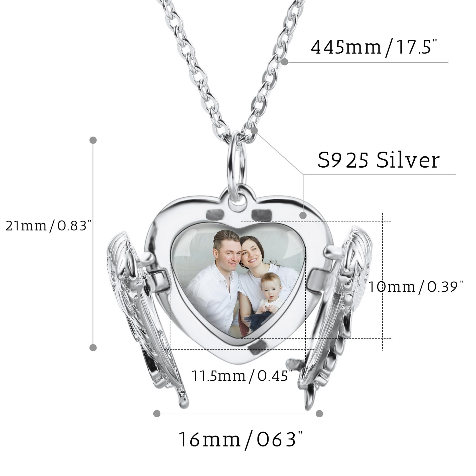 Collana con Medaglione a Cuore Personalizzato con Immagine All'interno Collana con Ciondolo Medaglione a Cuore in Argento 925 Personalizzato con Foto/Testo/Iniziale per Donne Fidanzata Mamma