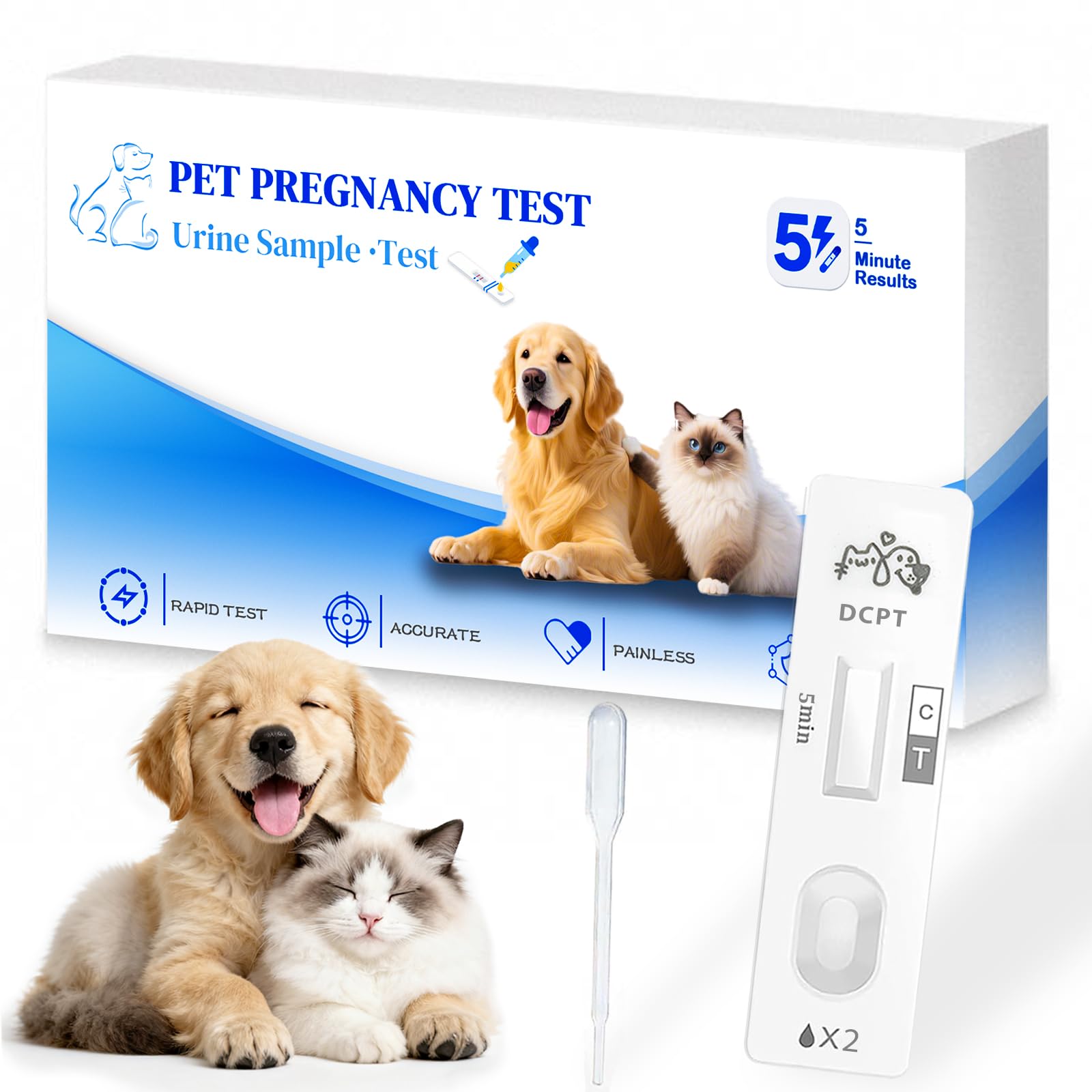 Dog & Cat Pregnancy Test Kit – At-Home Urine Test for Early Detection – Fast Results in 5 Minutes – Easy to Use for Pet Owners & Breeders