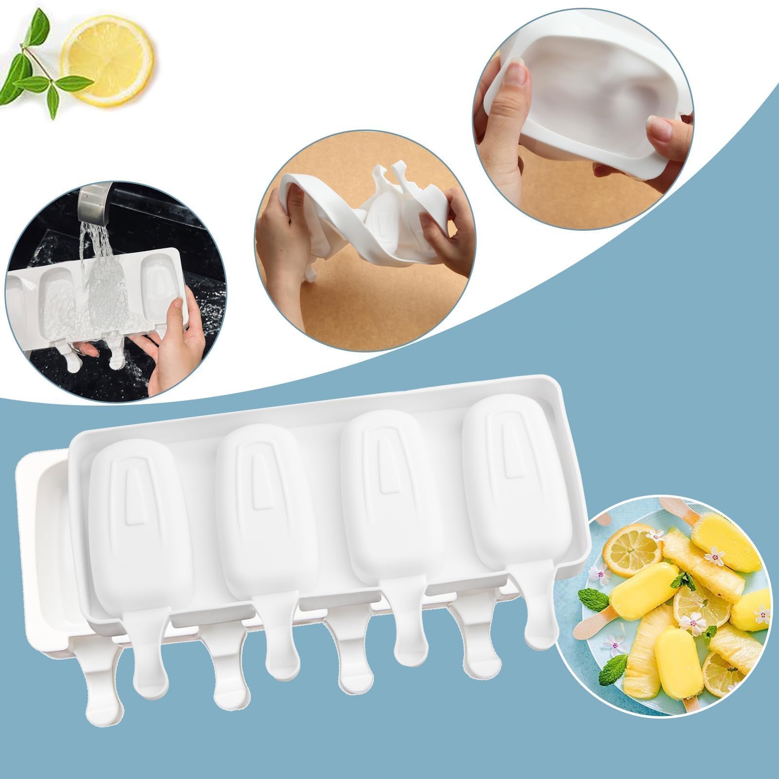 2 Moules à Glace Silicone Réutilisables Avec Bâtonnets - Pour Popsicles Maison Faciles ! - 7