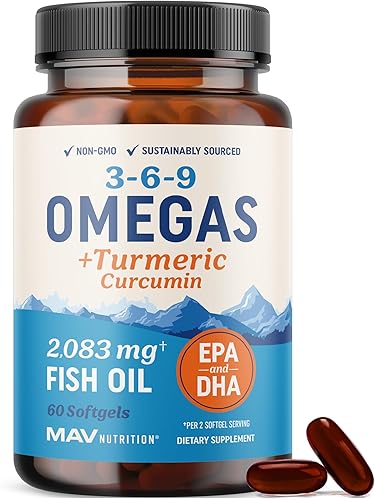 Omega 3 6 9 + suplemento de curcumina de cúrcuma  Aceite de pescado EPA y DHA + cúrcuma de cúrcuma  Apoyo a la movilidad, cognitivo y salud cardíaca