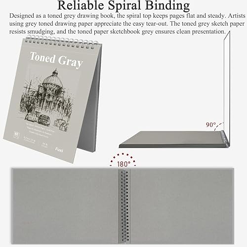 Miniatura 211 de Cuaderno de bocetos de 9 x 12 pulgadas, bloc de bocetos con espiral superior, paquete de 1 bloc de 100 hojas (68 libras/3.53 oz/m² - 100 g/m2)