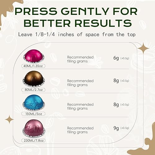 Miniatura 4 de SWEETDEER Tapas reutilizables para Nespresso Vertuo, 6 cápsulas recargables de alimentos para Nespresso, cápsulas recargables de silicona de grado