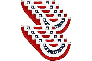 EBaokuup 4th of July Bunting Outdoor, 1.5x3Ft USA Patriotic Pleated Fan Flag