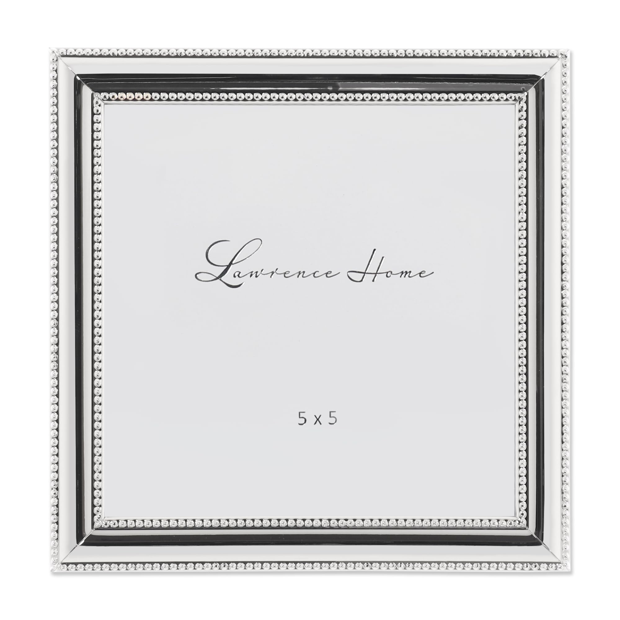 Lawrence Frames Metal Picture Frame Silver-Plate with Delicate Beading, 5 by 5-Inch