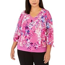 Womens Plus Size Printed Layered-Look Necklace Top Pink Size, X-Large Plus