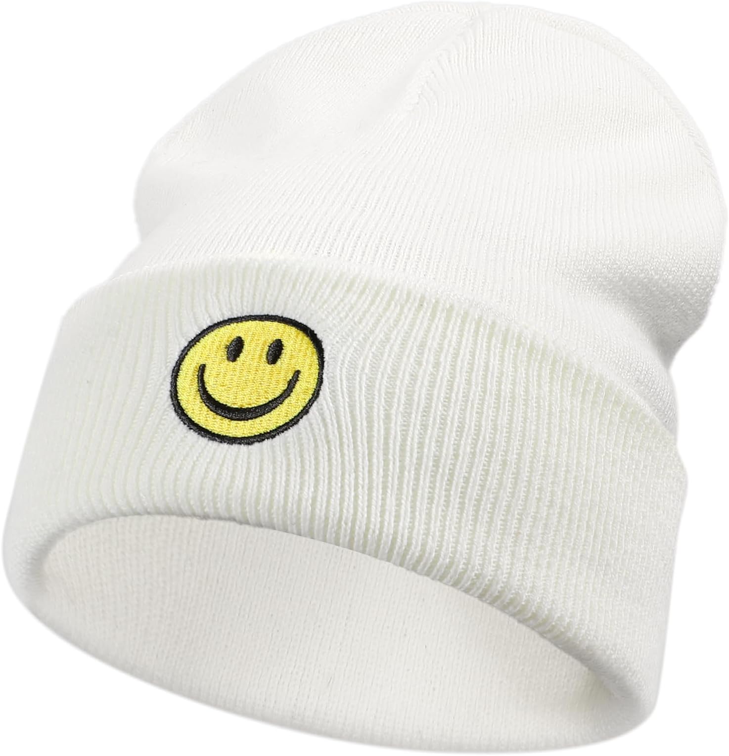 Smile Face Beanie Hats for Women Mens Winter Knit Beanies Soft Cuffed Warm Smile Stretchy Beanies Hat