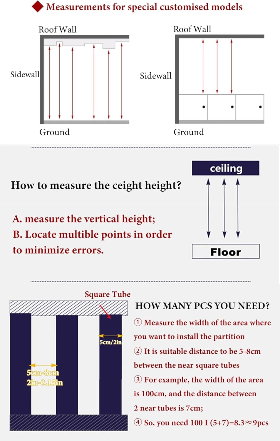 Wall Partition Divider Floor to Ceiling Wooden Slats - 2ft/3ft/4ft/5ft/6ft/7ft/8ft Tall Screen Partition Post Living RSimple Modern Entrance Restaurant Office Hollow Decor Column (Color : Wo