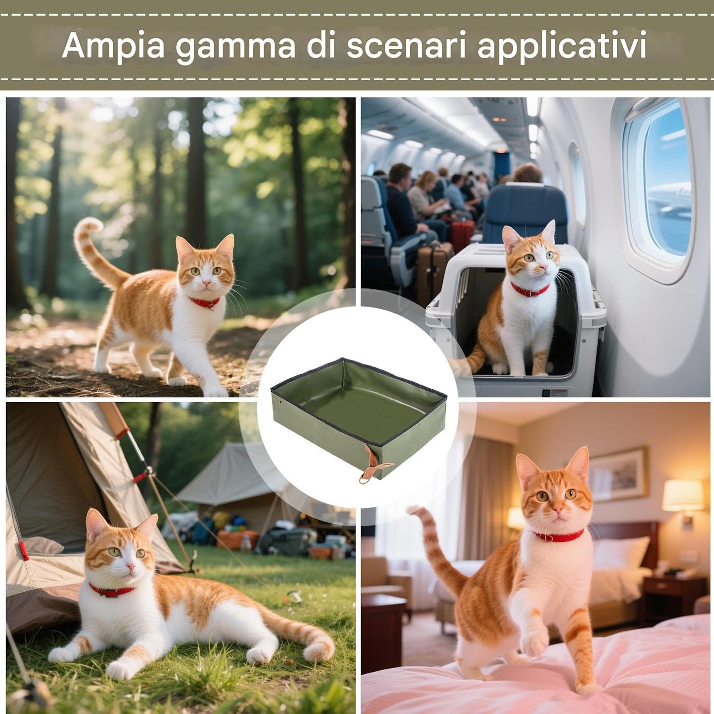 Lettiera Portatile Per Gatti - Vassoio Igienico Da Viaggio | Toilette Compatto Trasporto Animali Domestici per Casa Appartamento Auto Viaggi Campeggio