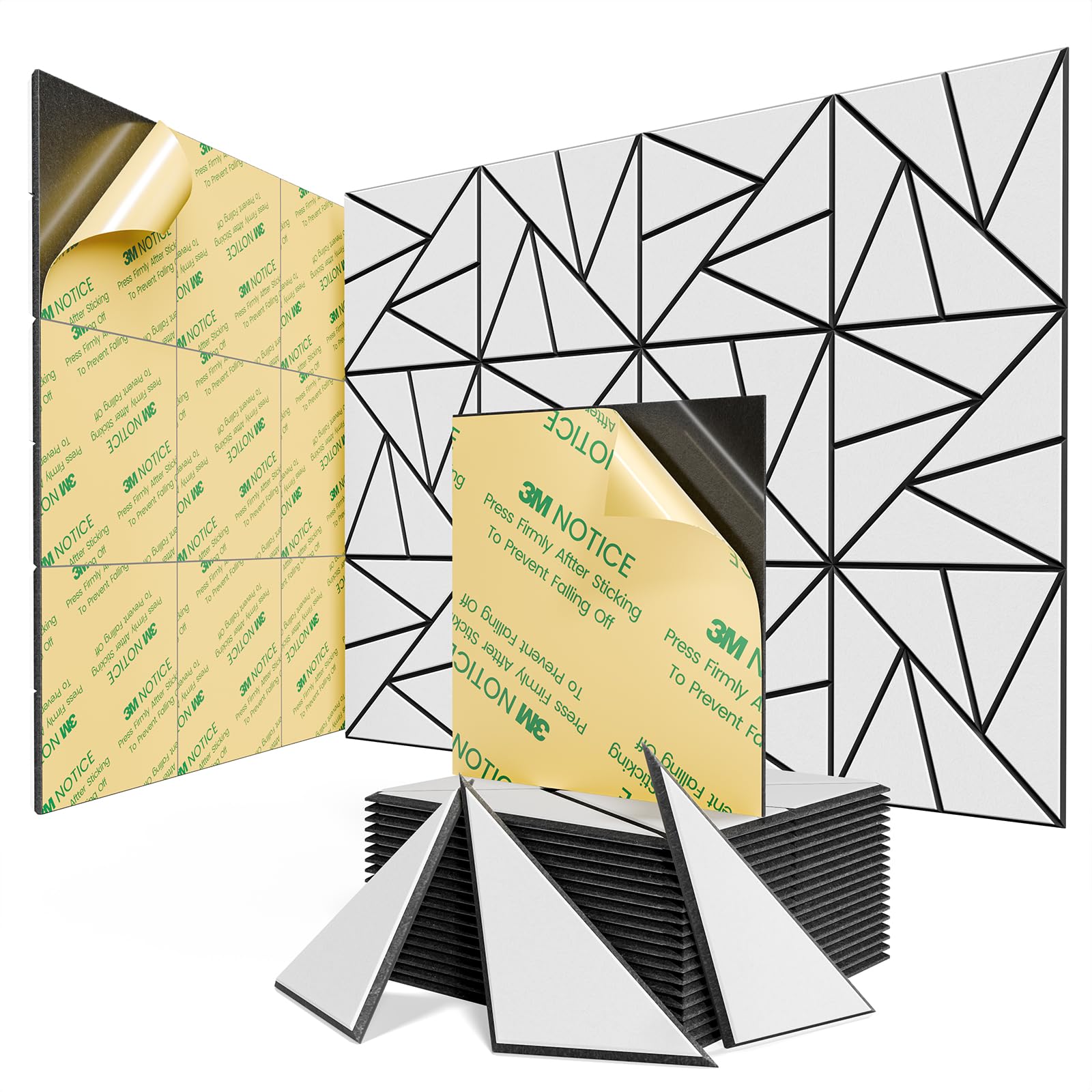 22 pack Acoustic Panels With Self-Adhesive, 12"X 12"X 0.4"Sound Proof Foam Panels, Sound Panels High Density, Soundproof Wall Panels for Home Studio Office- BlackBase + WhiteFace V1